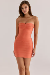 The Sweetheart Papaya Strapless V Waist Bandage Mini Dress