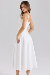 Clarabelle Rose Print Cotton Detachable Corset Midi Sundress