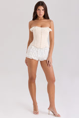Idella Cream Satin Lace Trim Corset Top
