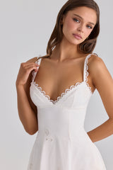 Tatiana White Cotton Broderie Anglaise Midi Sundress