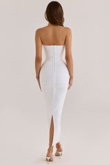 The Sweetheart True White Strapless V Waist Bandage Maxi Dress