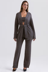 Alaia Charcoal Cashmere Blend Belted Cardigan