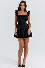 Jemima Black Pin Tuck Pleated Dress