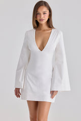 Isha White Bell Sleeve Cotton Mini Dress