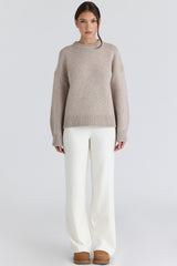 Bear Oatmeal Wool Chunky Knit Sweater