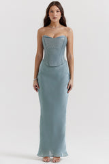Amadi Cool Blue Floor Length Maxi Skirt