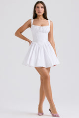 Natassia White Cotton Mini Dress