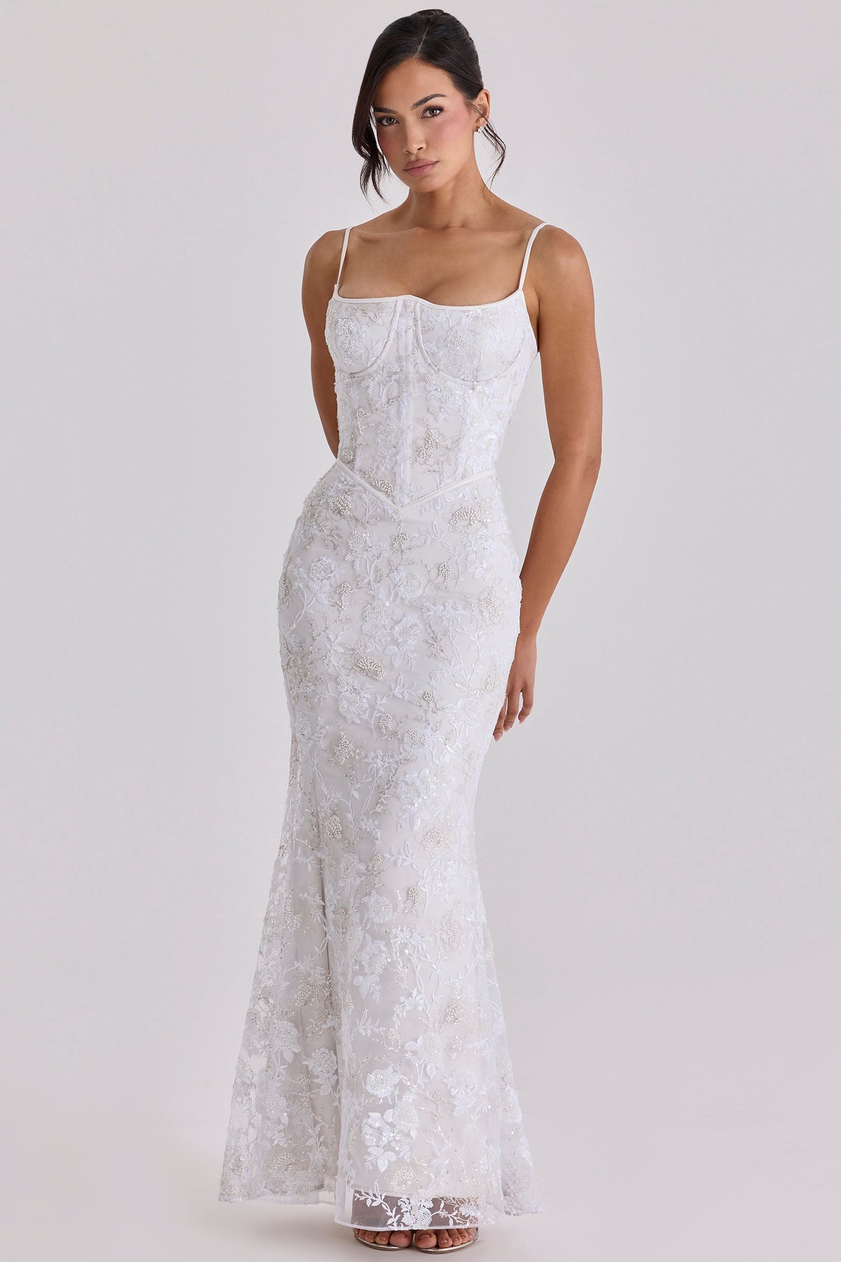 Naeva White Hand Beaded Embellished Bridal Gown