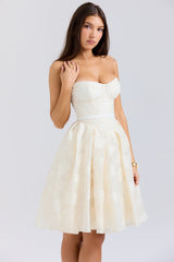 Saige Vintage Cream Floral Strapless Mini Dress